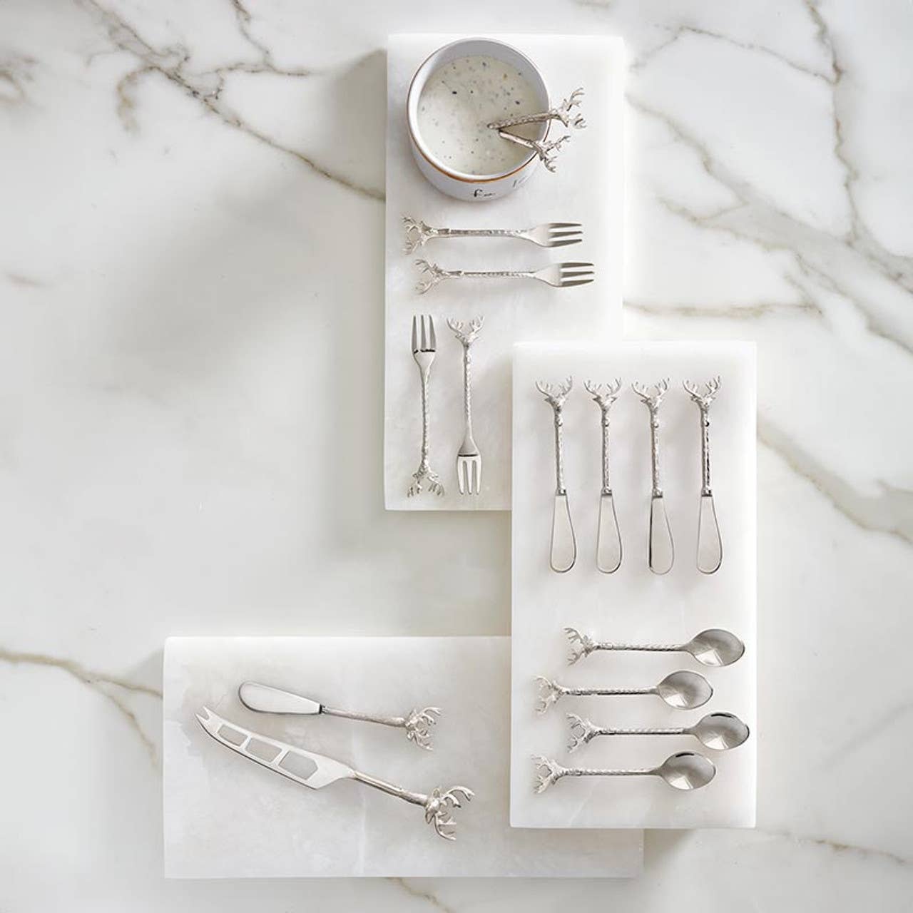 Silver Stag Cheese Knives - Set of 2: Hand Wash Only / Brass, Stainless Steel