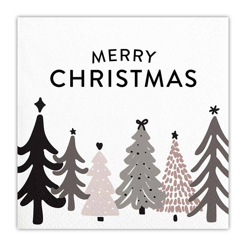 Cocktail Napkin - Merry Christmas Trees
