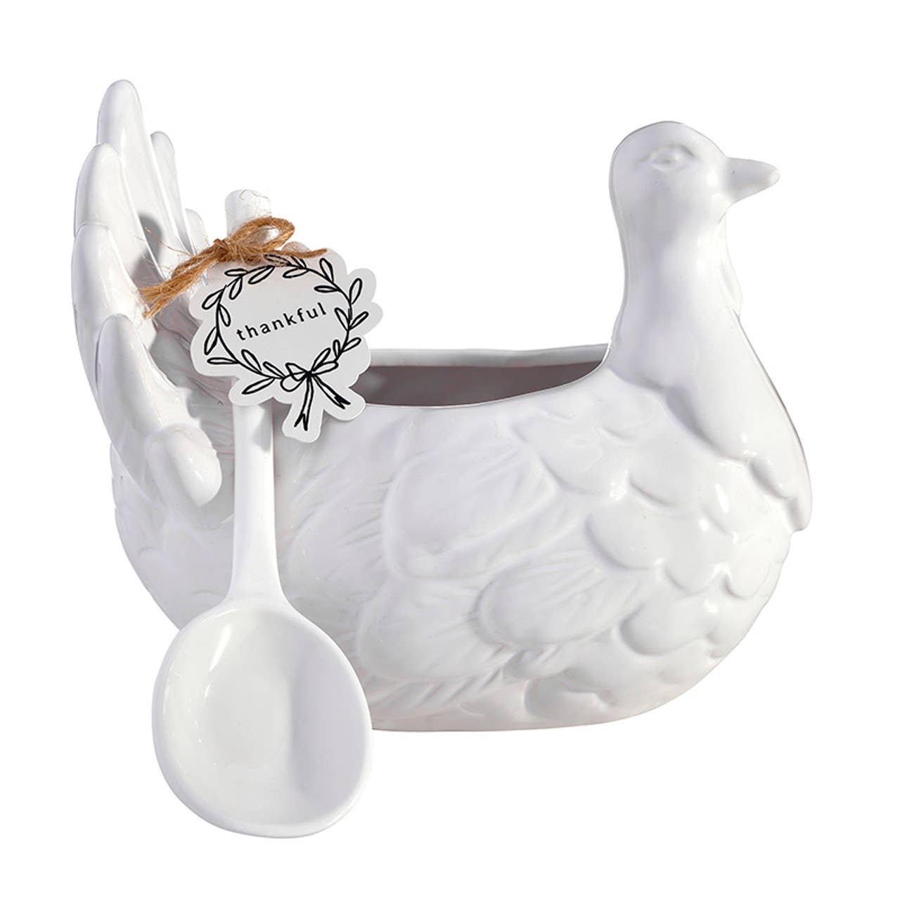 Ceramic Turkey Gravy Boat + Spoon: Ceramic / 7.5"L x 5.25"W x 6.25"H