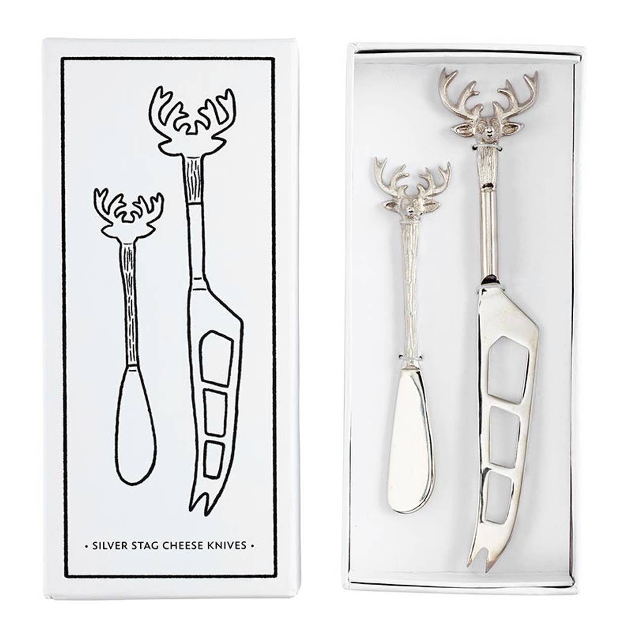 Silver Stag Cheese Knives - Set of 2: Hand Wash Only / Brass, Stainless Steel